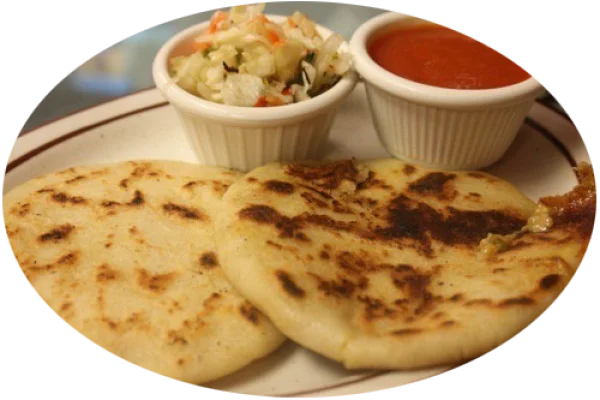 Pupusas with Curtido and Salsa PNG Transparent Background