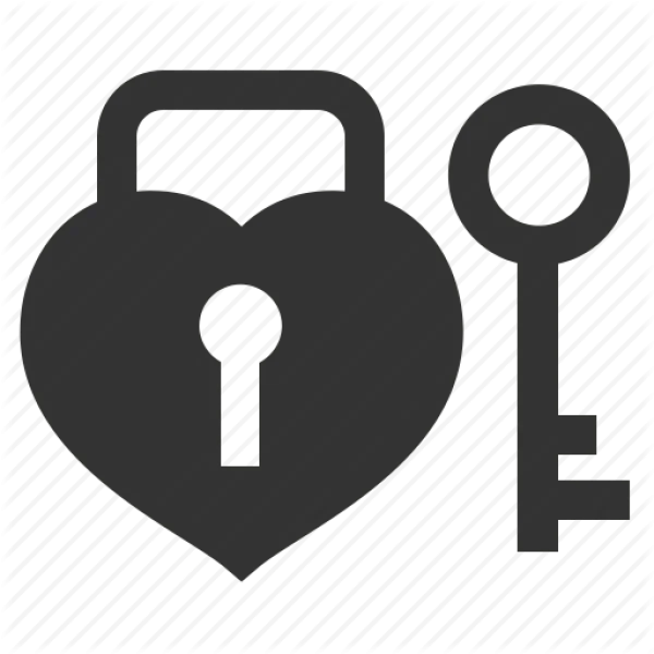 Heart Padlock with Key Icon PNG Transparent Background