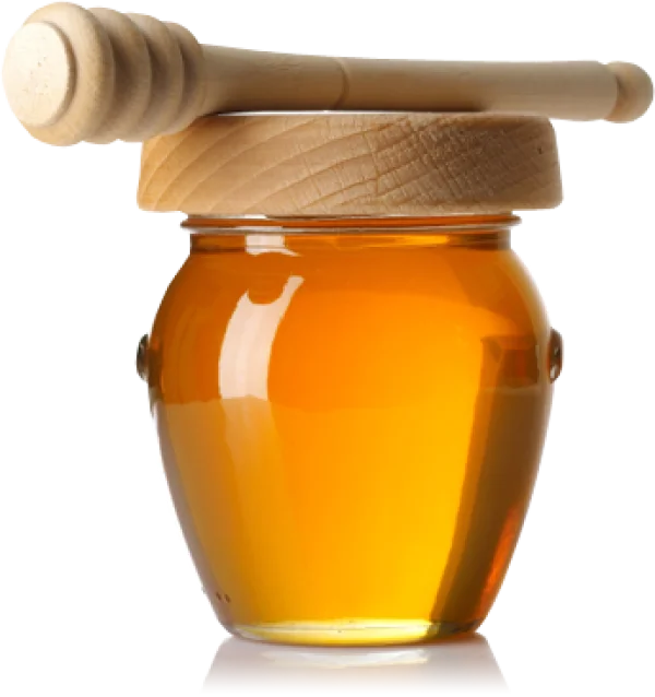 Golden Honey Pot with Wooden Dipper PNG Transparent Background