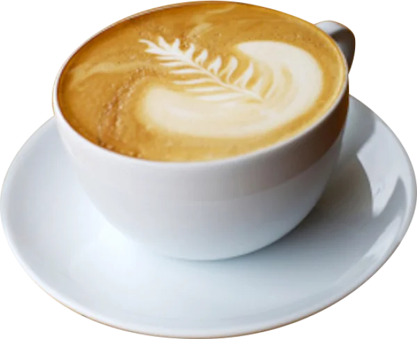 Latte Coffee with Art PNG Transparent Background