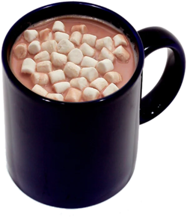 Hot Chocolate with Marshmallows in Blue Mug PNG