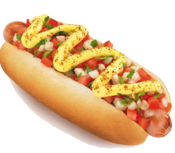 Hot Dog with Pico de Gallo and Mustard PNG
