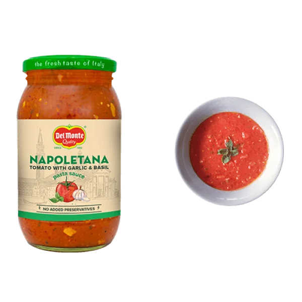 Del Monte Napoletana Pasta Sauce Jar & Bowl PNG
