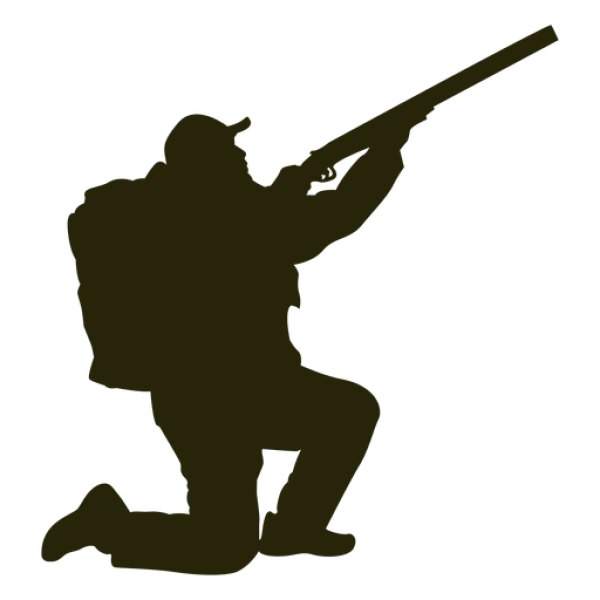 Kneeling Hunter Silhouette with Rifle PNG Transparent