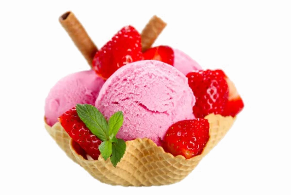 Strawberry Ice Cream Waffle Bowl PNG Transparent Background