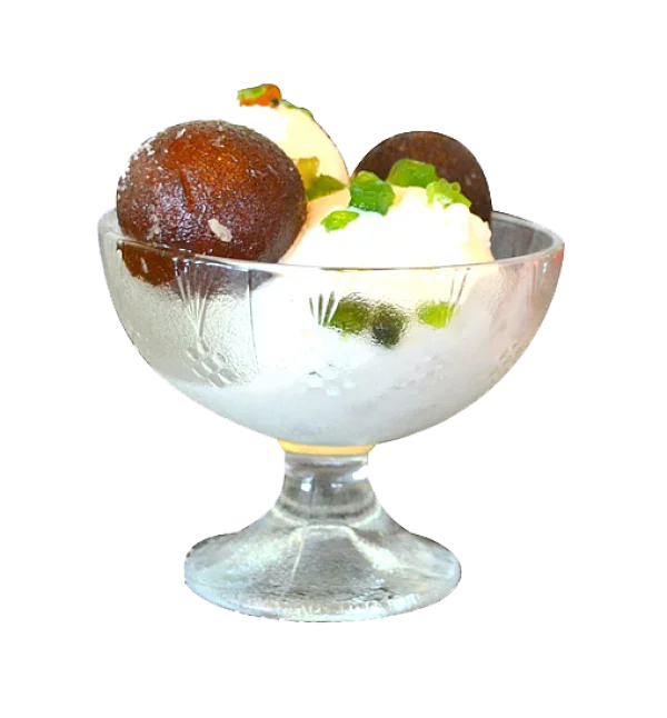 Gulab Jamun with Ice Cream Dessert Bowl PNG