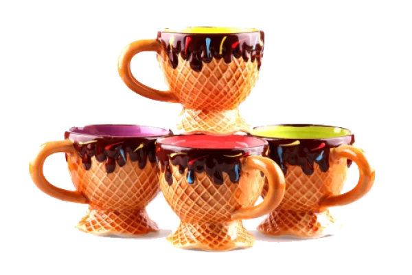 Colorful Ice Cream Cone Mugs PNG Transparent Background