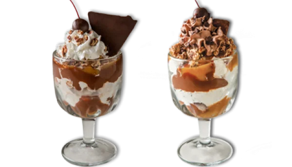Two Delicious Dessert Sundaes PNG Transparent Background