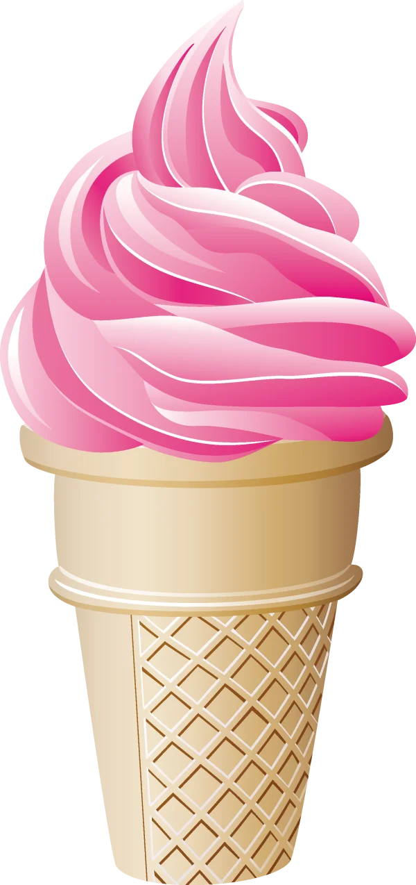 Pink Soft Serve Ice Cream Cone PNG