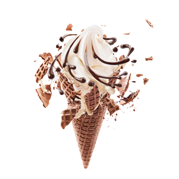 Delicious Exploding Ice Cream Cone with Chocolate Drizzle