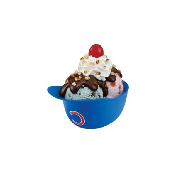 Ice Cream Sundae in Baseball Cap Bowl PNG