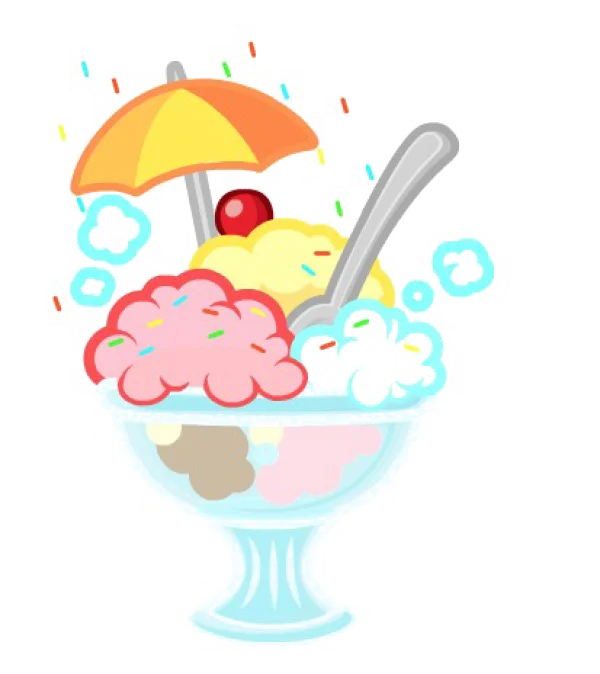 Colorful Ice Cream Sundae with Umbrella PNG