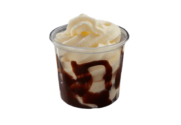 Soft Serve Ice Cream with Chocolate Drizzle PNG Transparent Background