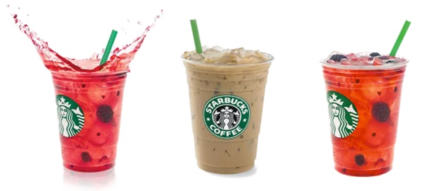 Three Starbucks Drinks PNG Transparent Background