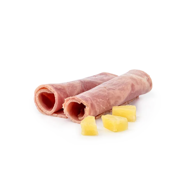 Rolled Ham Slices and Pineapple Chunks PNG