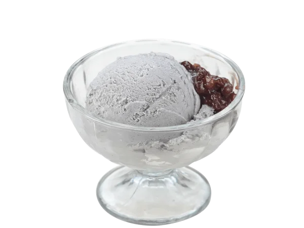 Black Sesame Ice Cream with Red Bean Paste PNG Transparent Background