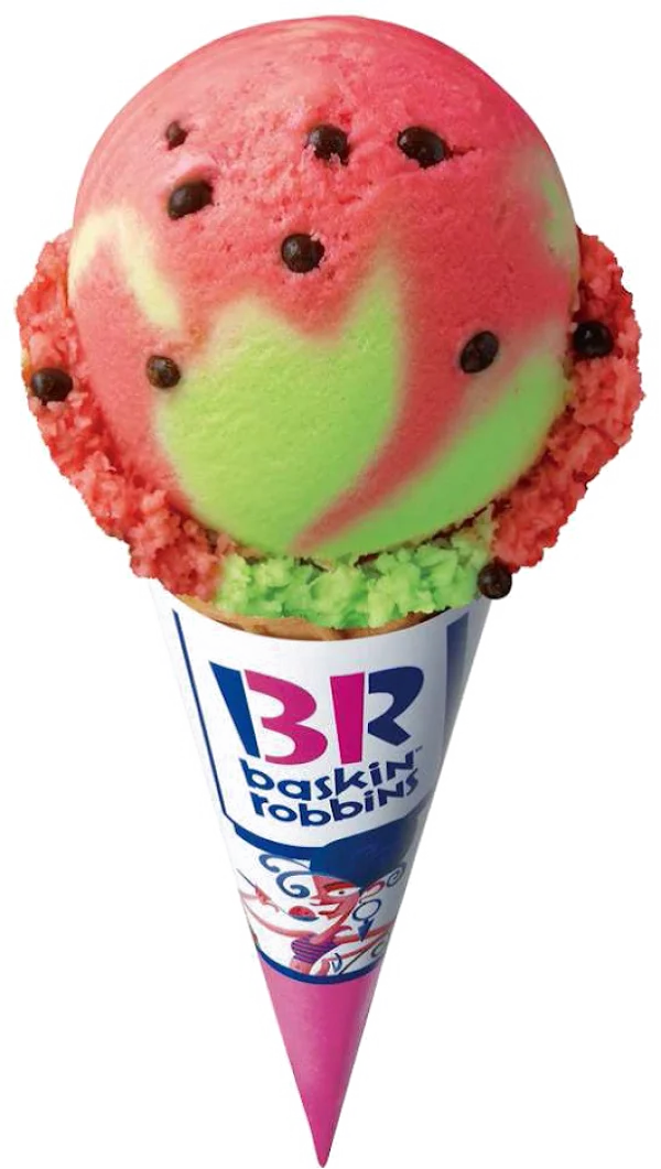 Baskin Robbins Watermelon Ice Cream Cone PNG