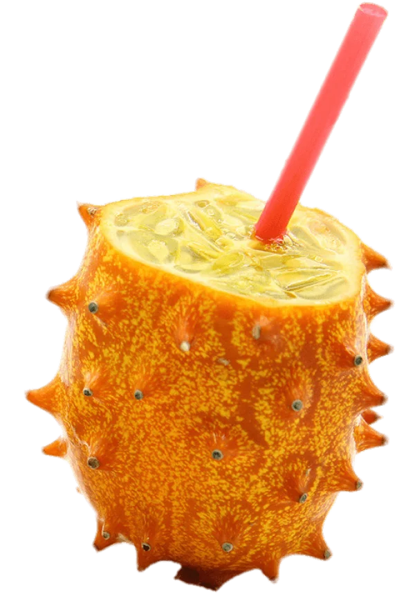 Kiwano Horned Melon Drink with Straw PNG