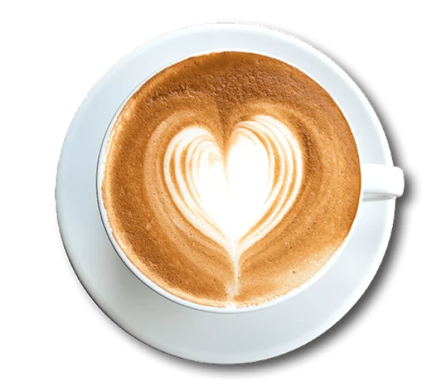 Coffee Cup with Heart Latte Art PNG