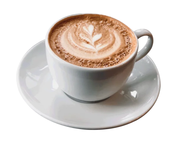 Latte Coffee Cup with Art PNG Transparent Background