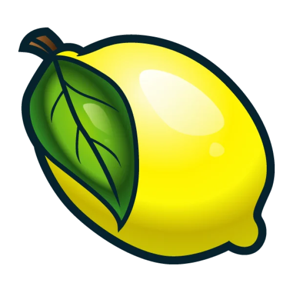 Cartoon Lemon with Leaf PNG Transparent Background