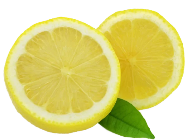 Lemon Slices with Leaf PNG Transparent Background