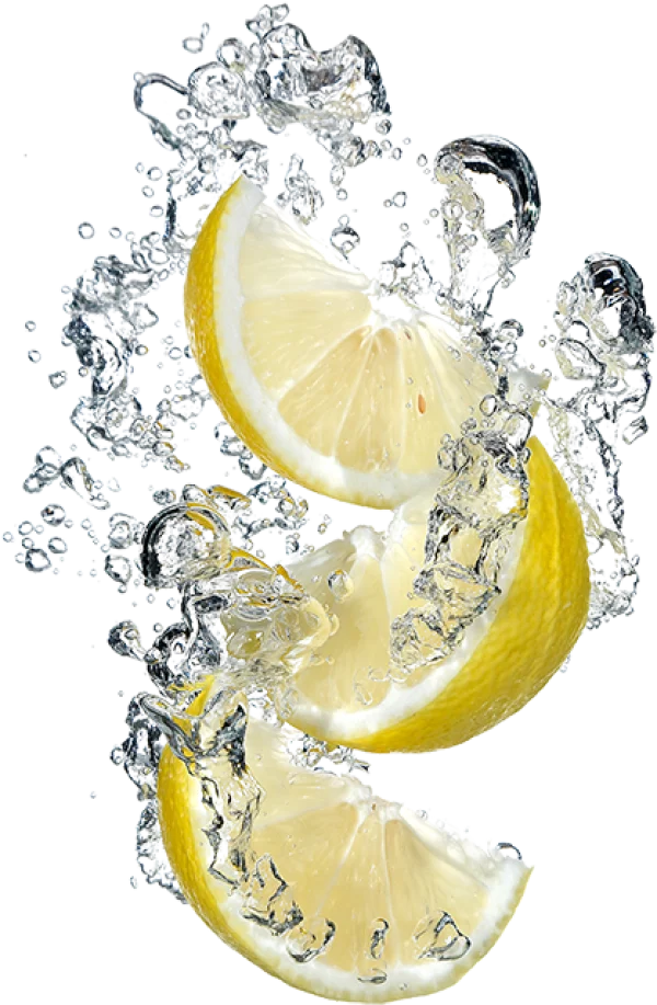 Lemon Slices with Dynamic Water Splash PNG