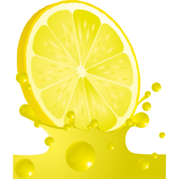 Lemon Slice with Juice Splash PNG Transparent Background