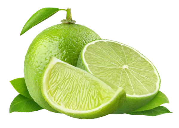 Fresh Limes with Leaves PNG Transparent Background