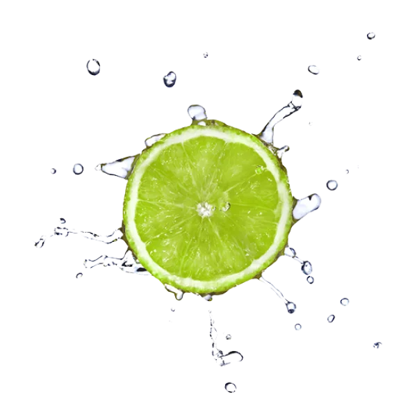 Fresh Lime Slice with Water Splash PNG