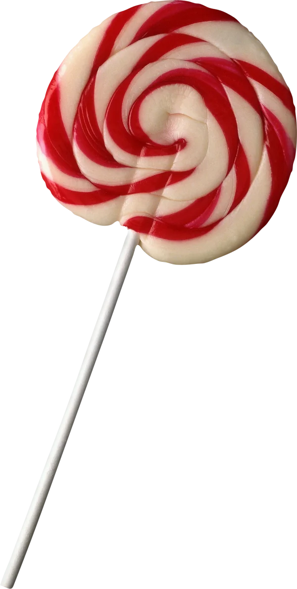 Red and White Swirl Lollipop PNG Transparent Background