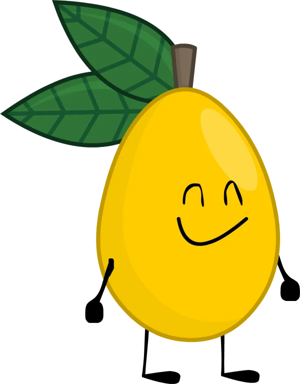 Happy Yellow Fruit Character PNG Transparent Background