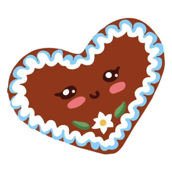 Cute Gingerbread Heart Cookie PNG Transparent Background