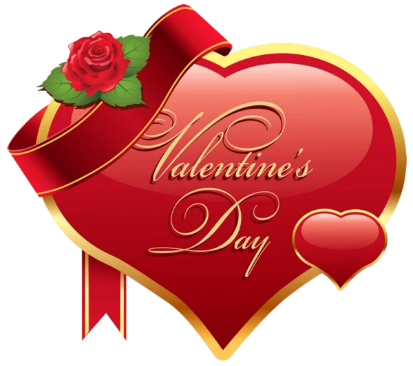 Valentine's Day Red Heart with Rose PNG