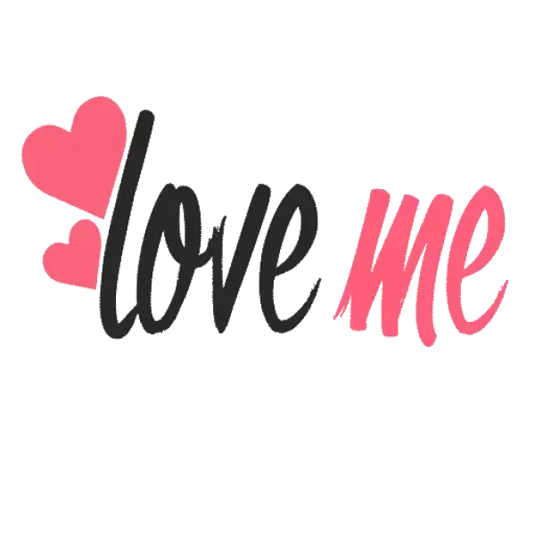 Love Me Text with Pink Hearts PNG