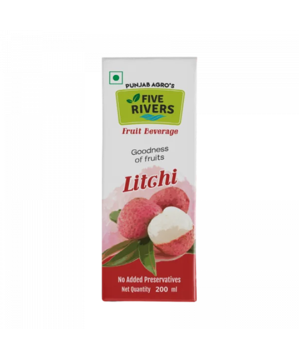 Five Rivers Litchi Fruit Beverage Carton PNG