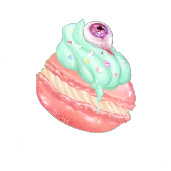 Spooky Macaron with Eyeball PNG Transparent Background