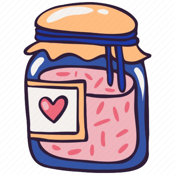 Cute Jam Jar Icon with Heart Label PNG