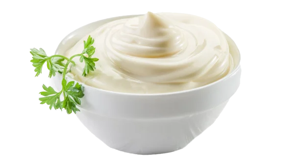 Bowl of Mayonnaise with Parsley PNG Transparent Background