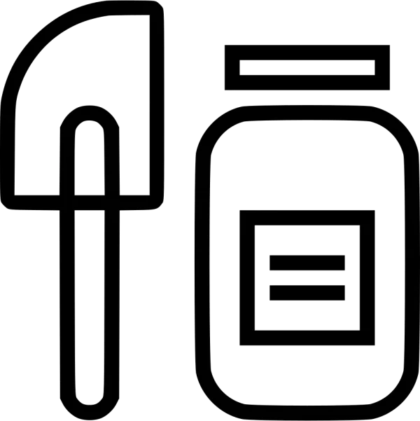 Gardening Trowel and Plant Food Jar Icon PNG