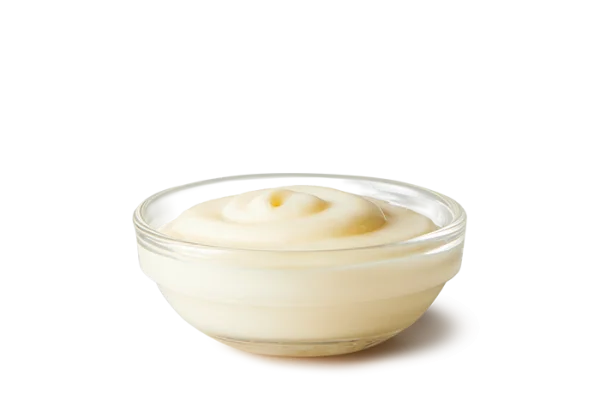 Creamy Mayonnaise in Glass Bowl PNG Transparent Background