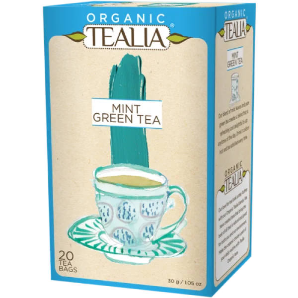 Organic Tealia Mint Green Tea Box PNG