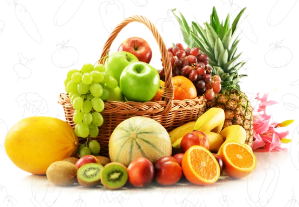 Fresh Fruit Basket Assortment PNG Transparent