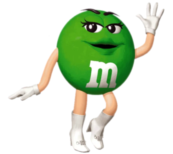 Green M&M Character PNG Transparent Background
