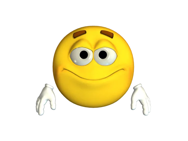 3D Shrugging Smiley Face PNG Transparent