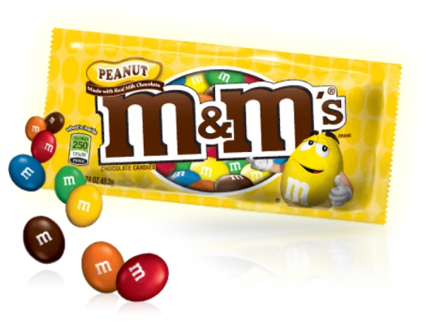 Peanut M&M's Bag and Candies PNG Transparent Background