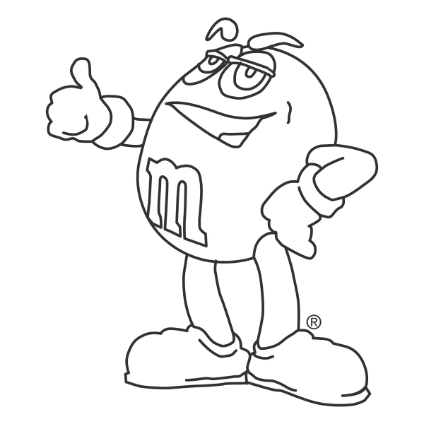 M&M's Character Thumbs Up Outline PNG