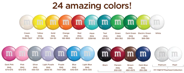 M&M's Candy 24 Color Palette Chart PNG