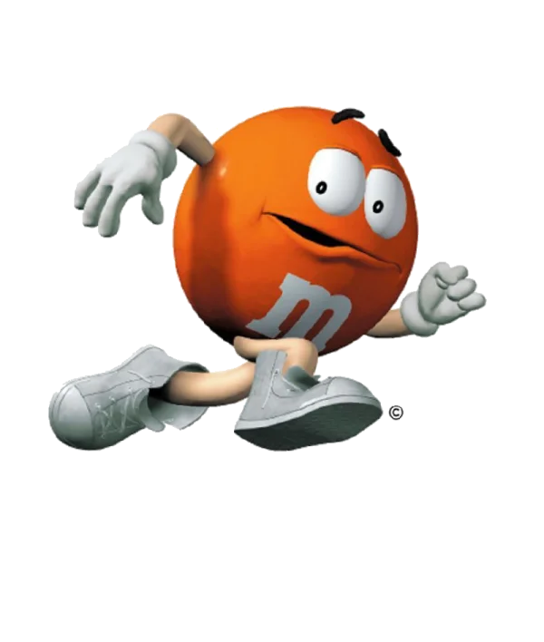 Orange M&M Character Running PNG Transparent