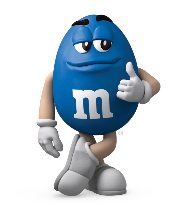 Blue M&M Character Thumbs Up PNG Transparent Background